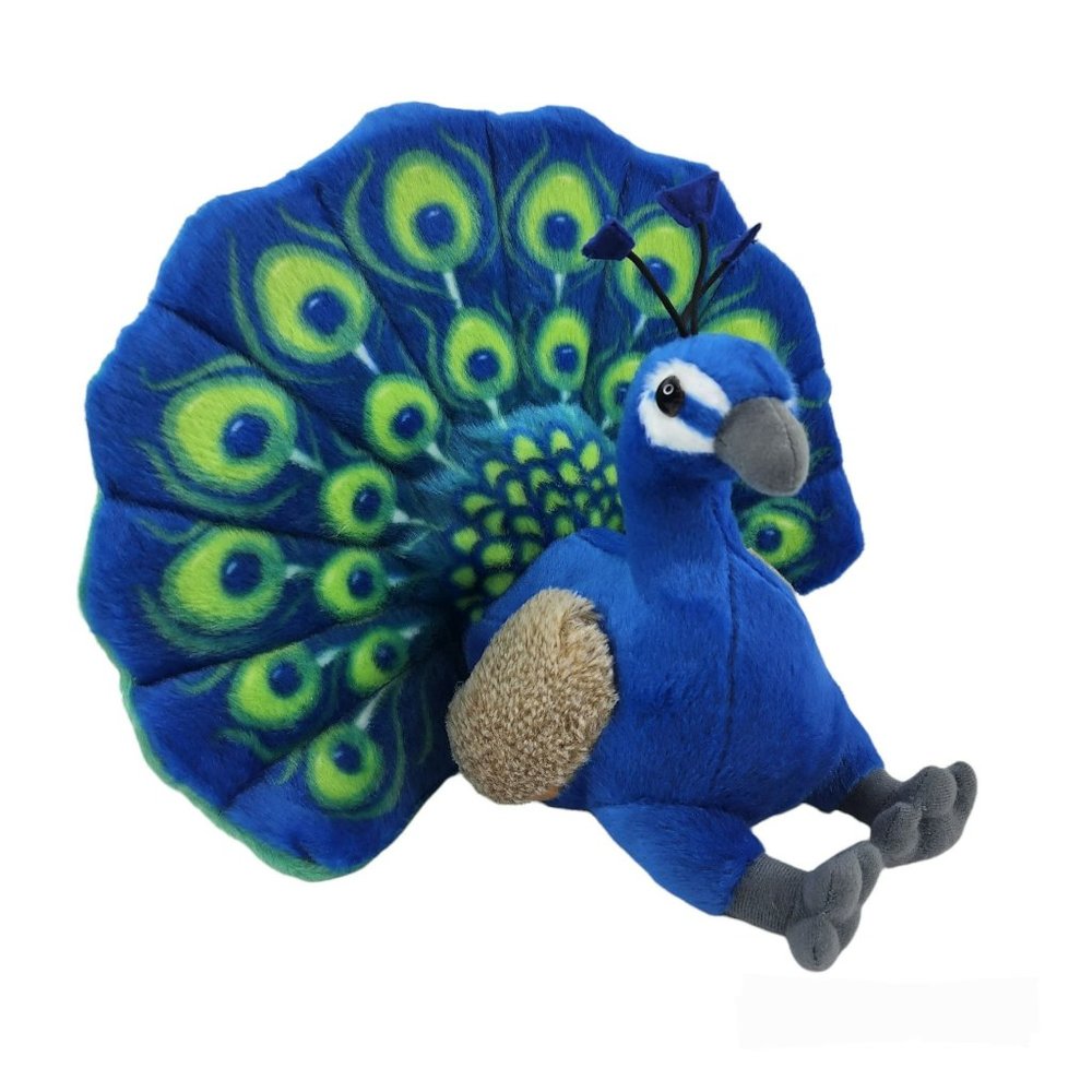 Wild Republic Peacock Plush 10" Blue Green Bird Stuffed Animal Toy 2016